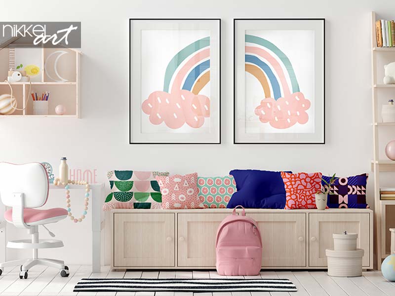  Fröhliches Mädchenzimmer mit Regenbogen-Blickfang