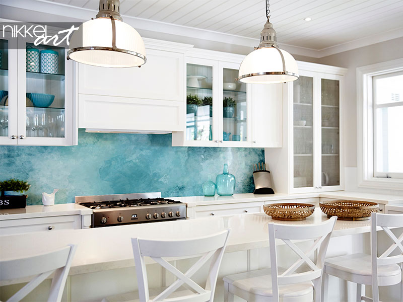  Blaue Textur auf Küchenrückwand glas motiv