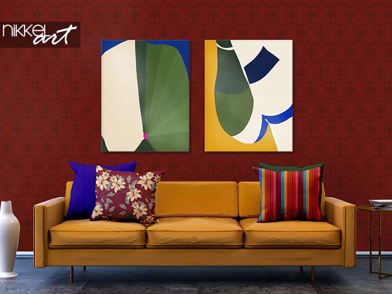  Living room with artistic colourful patterns