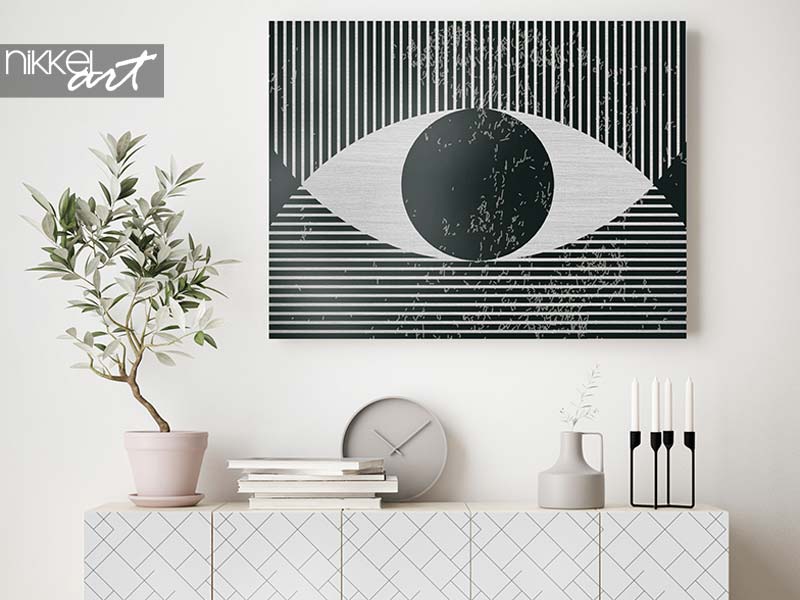  Living room with black and white abstract patterns