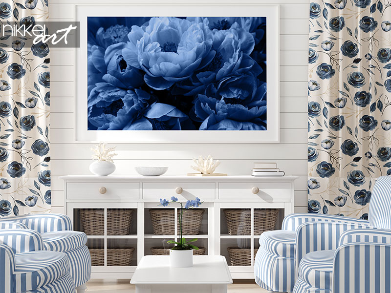  Framed poster with peony flowers